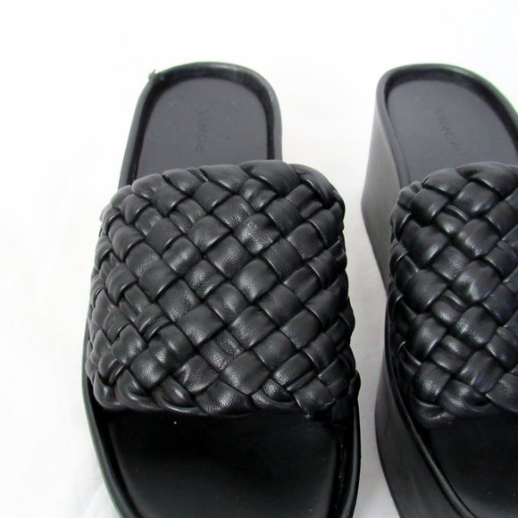 VINCE Mari Braided Leather Platform Sandals Slip-On Slide Sandals Size- 8.5~$350 - Picture 4 of 16